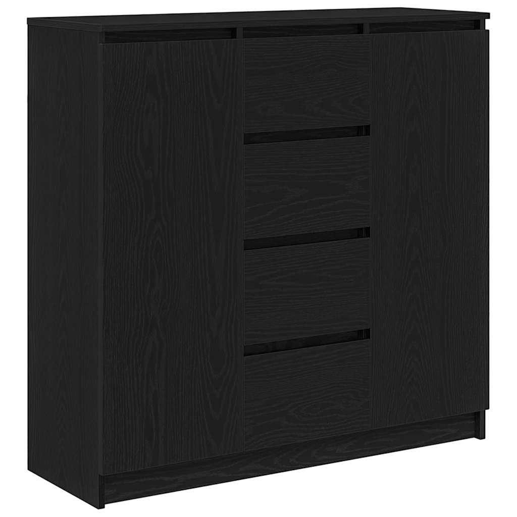 fekete tölgy szerelt fa tálalószekrény fiókos 100,5x35x98,5 cm