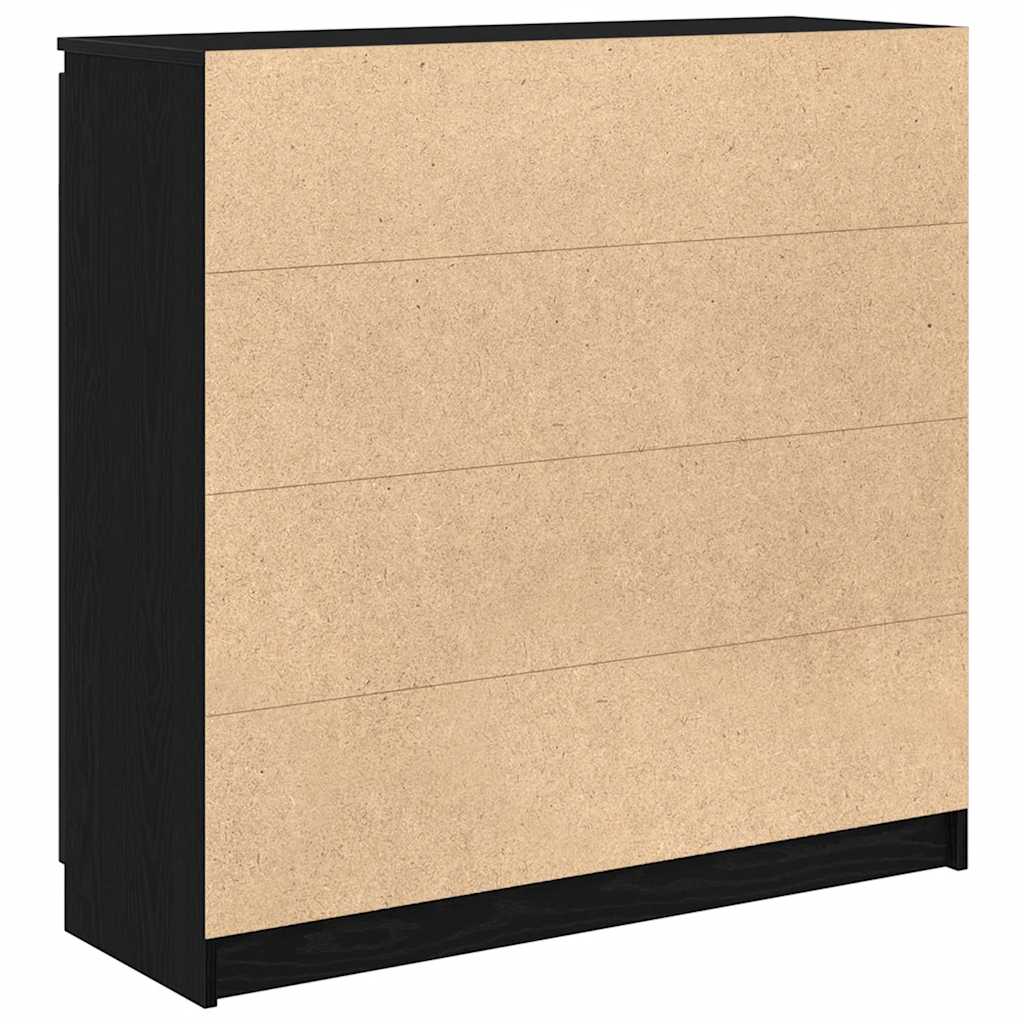 fekete tölgy szerelt fa tálalószekrény fiókos 100,5x35x98,5 cm