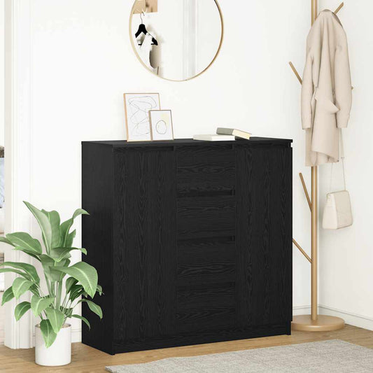 fekete tölgy szerelt fa tálalószekrény fiókos 100,5x35x98,5 cm