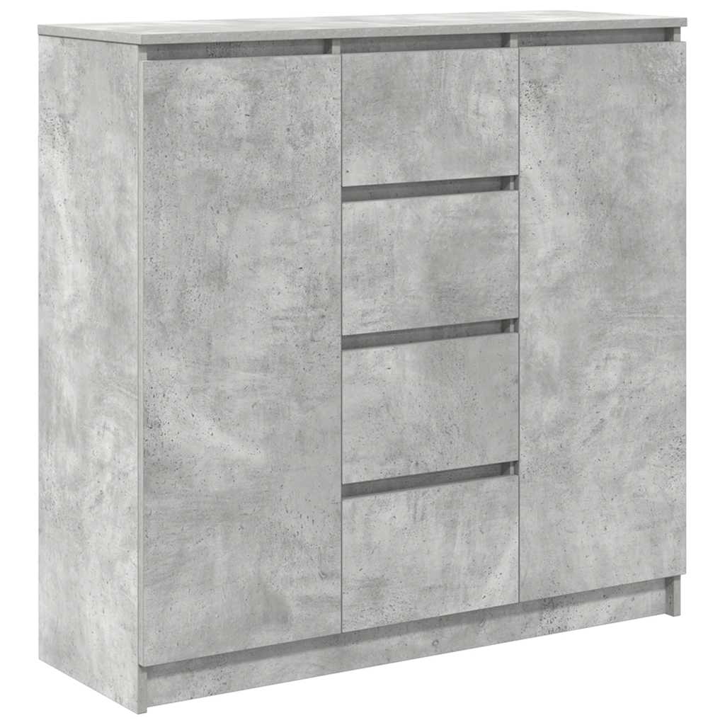 betonszürke szerelt fa tálalószekrény fiókos 100,5x35x98,5 cm