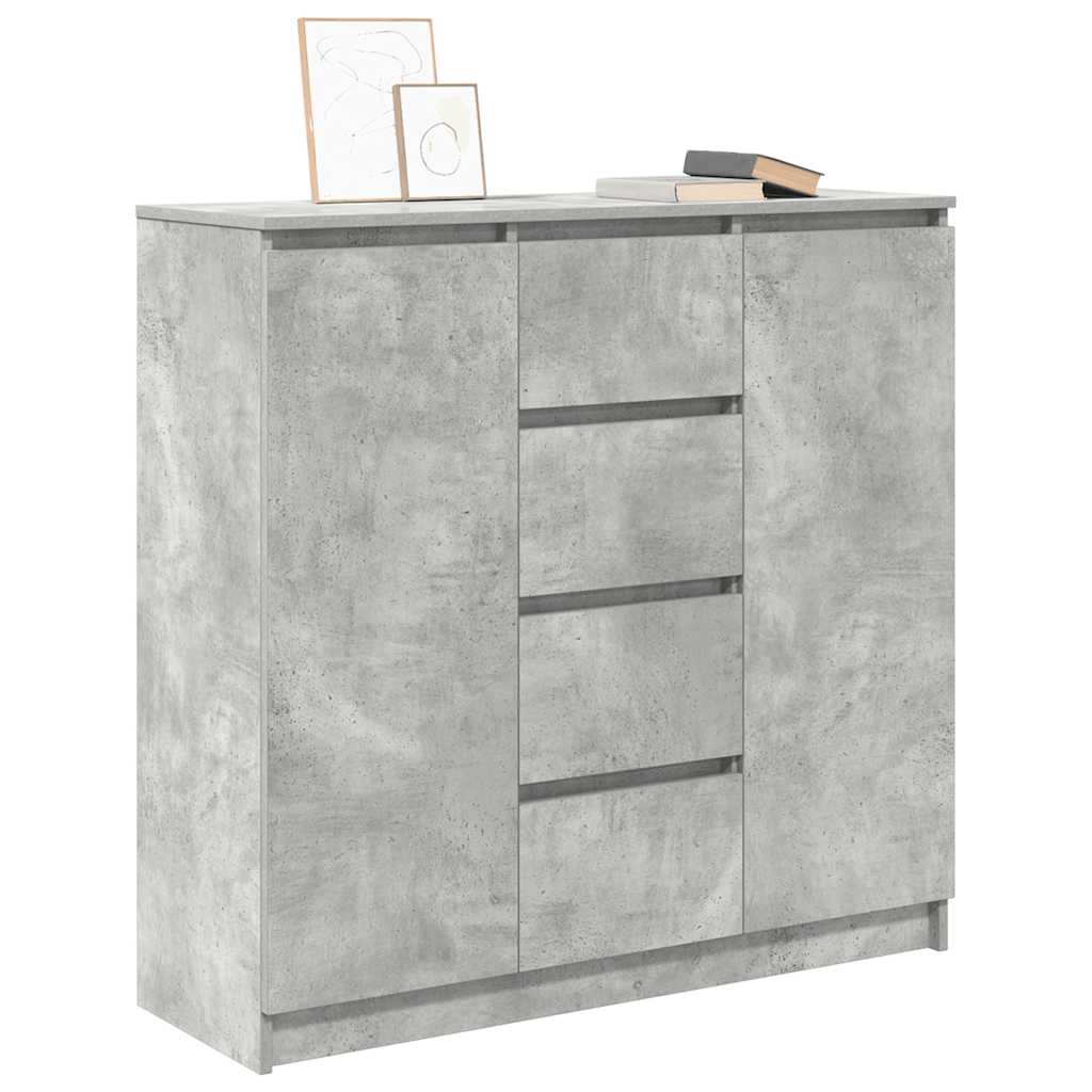 betonszürke szerelt fa tálalószekrény fiókos 100,5x35x98,5 cm