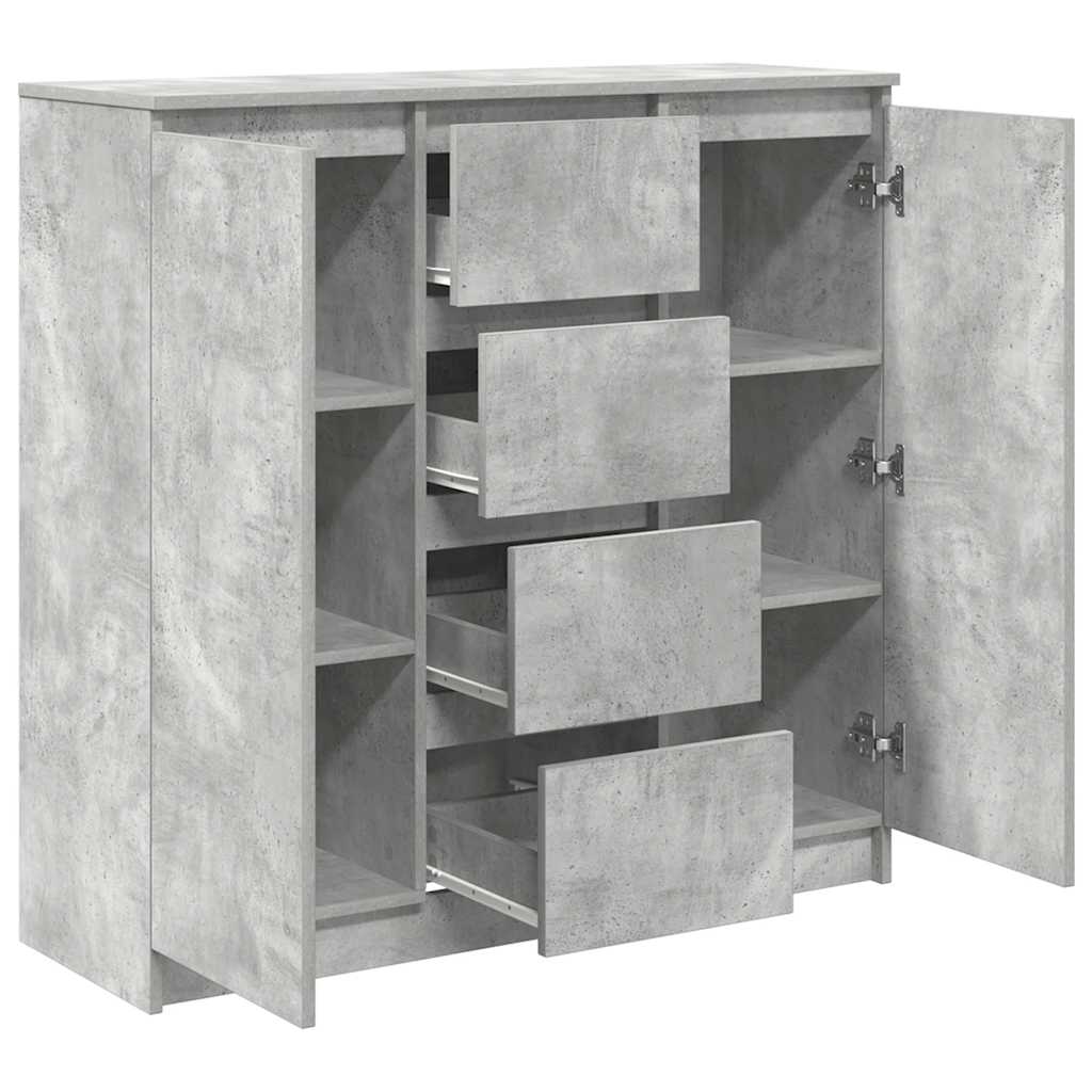 betonszürke szerelt fa tálalószekrény fiókos 100,5x35x98,5 cm