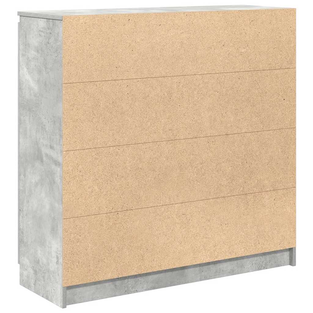 betonszürke szerelt fa tálalószekrény fiókos 100,5x35x98,5 cm