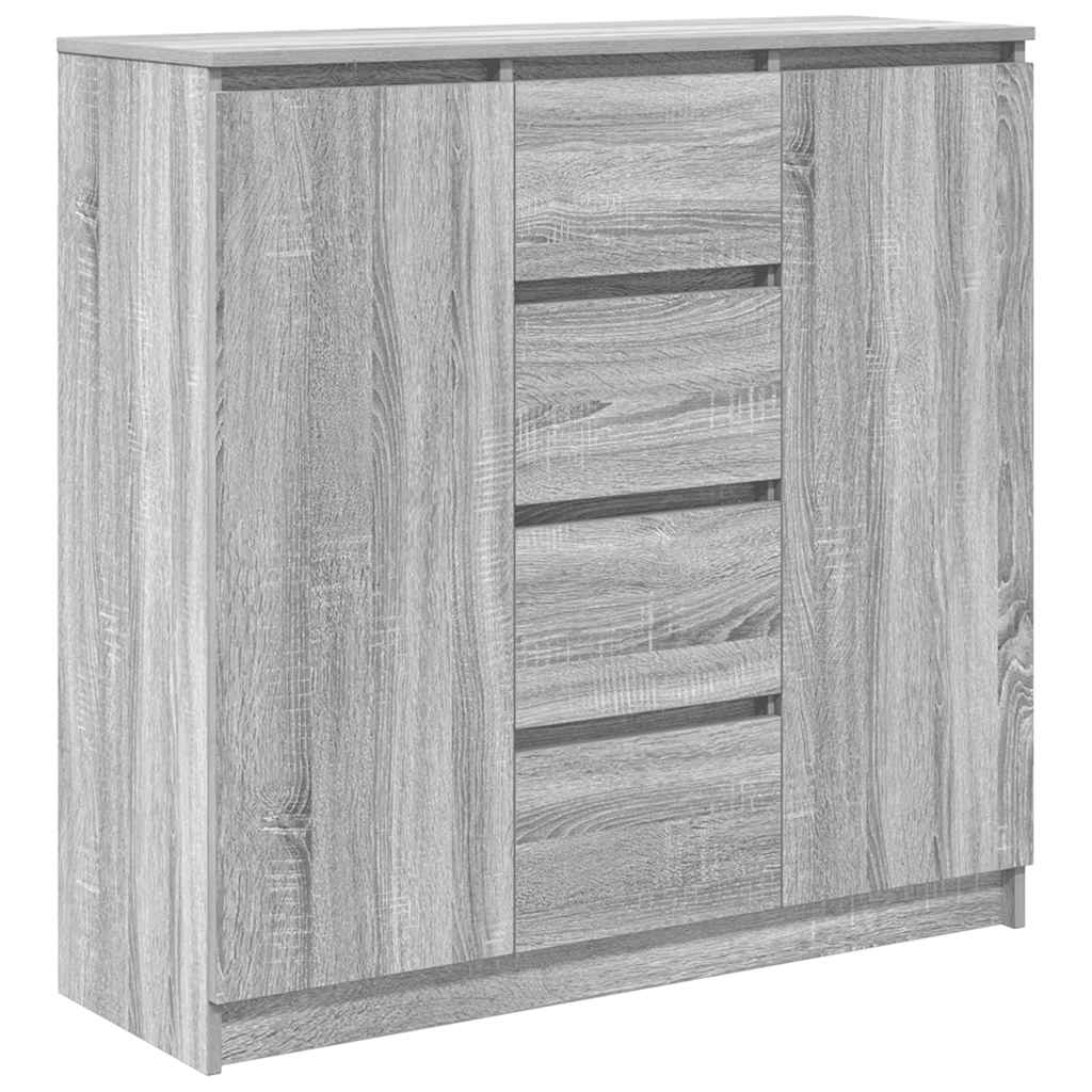 szürke sonoma szerelt fa tálalószekrény fiókos 100,5x35x98,5 cm