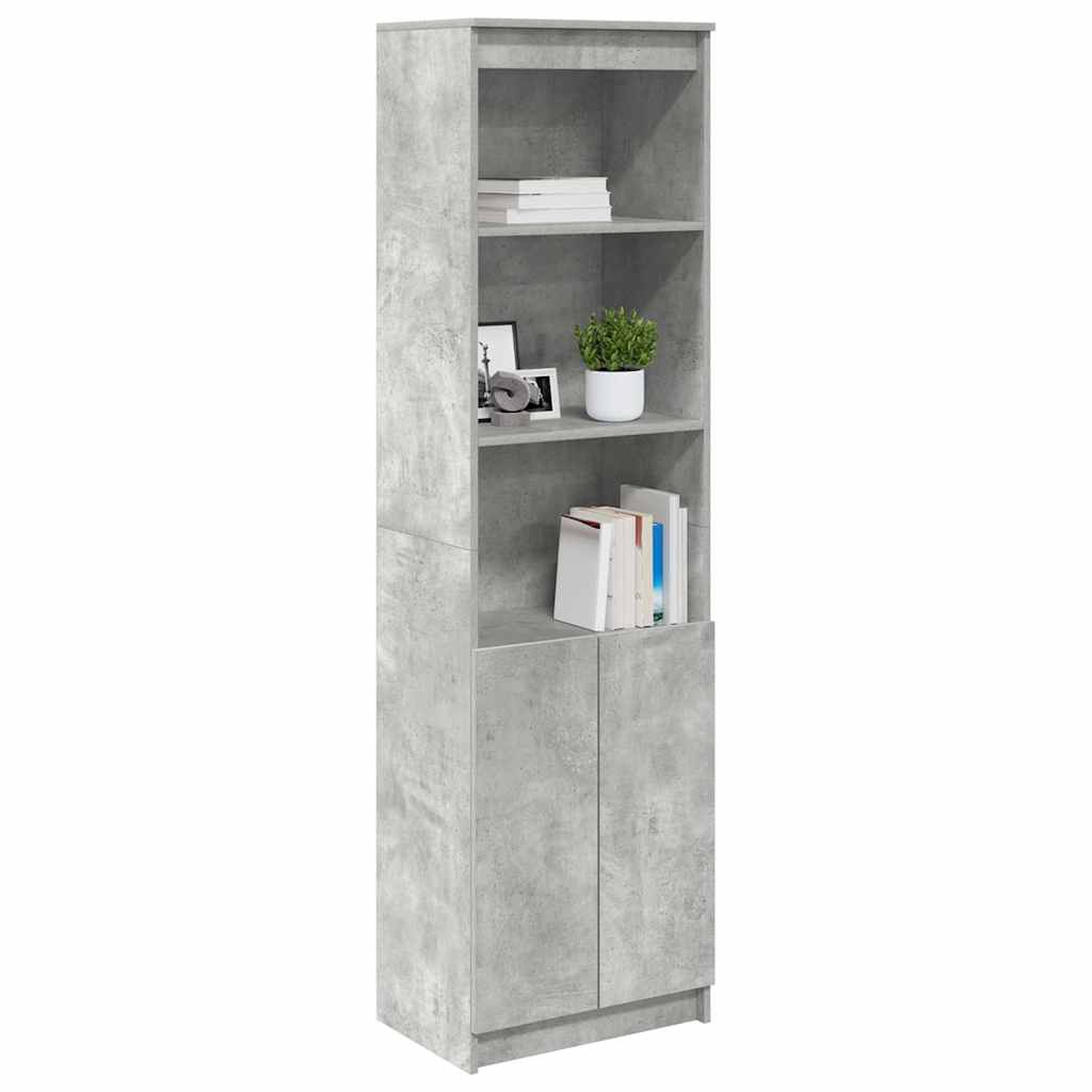 betonszürke szerelt fa magasszekrény 50x35x180 cm