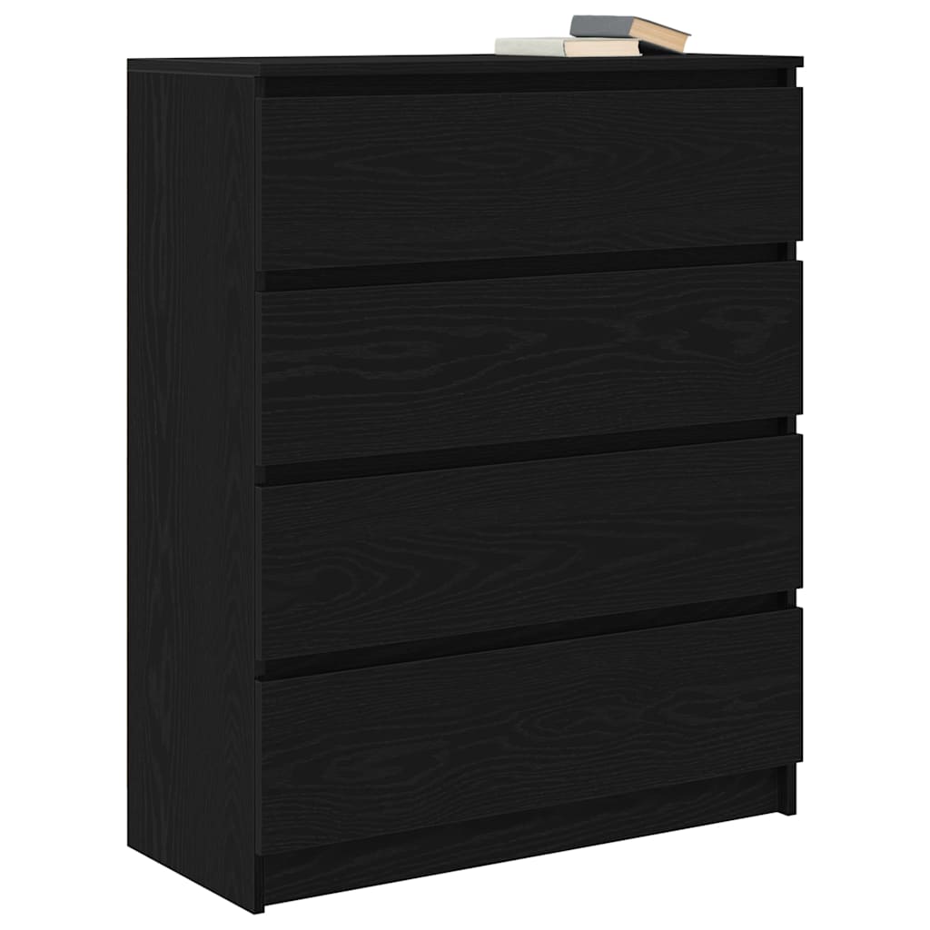 fekete tölgy szerelt fa tálalószekrény 80x35x99 cm