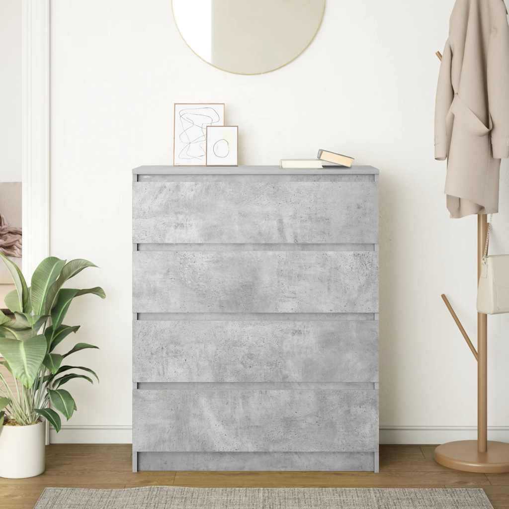 betonszürke szerelt fa tálalószekrény 80x35x99 cm