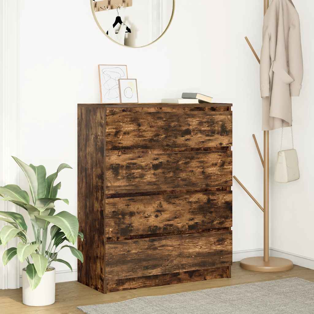 füstös tölgy színű szerelt fa tálalószekrény 80x35x99 cm
