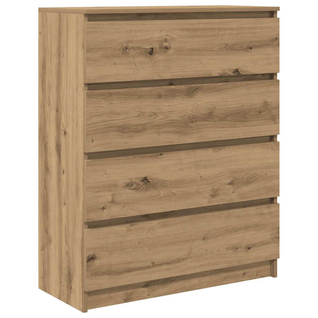 kézműves tölgy színű szerelt fa tálalószekrény 80x35x99 cm