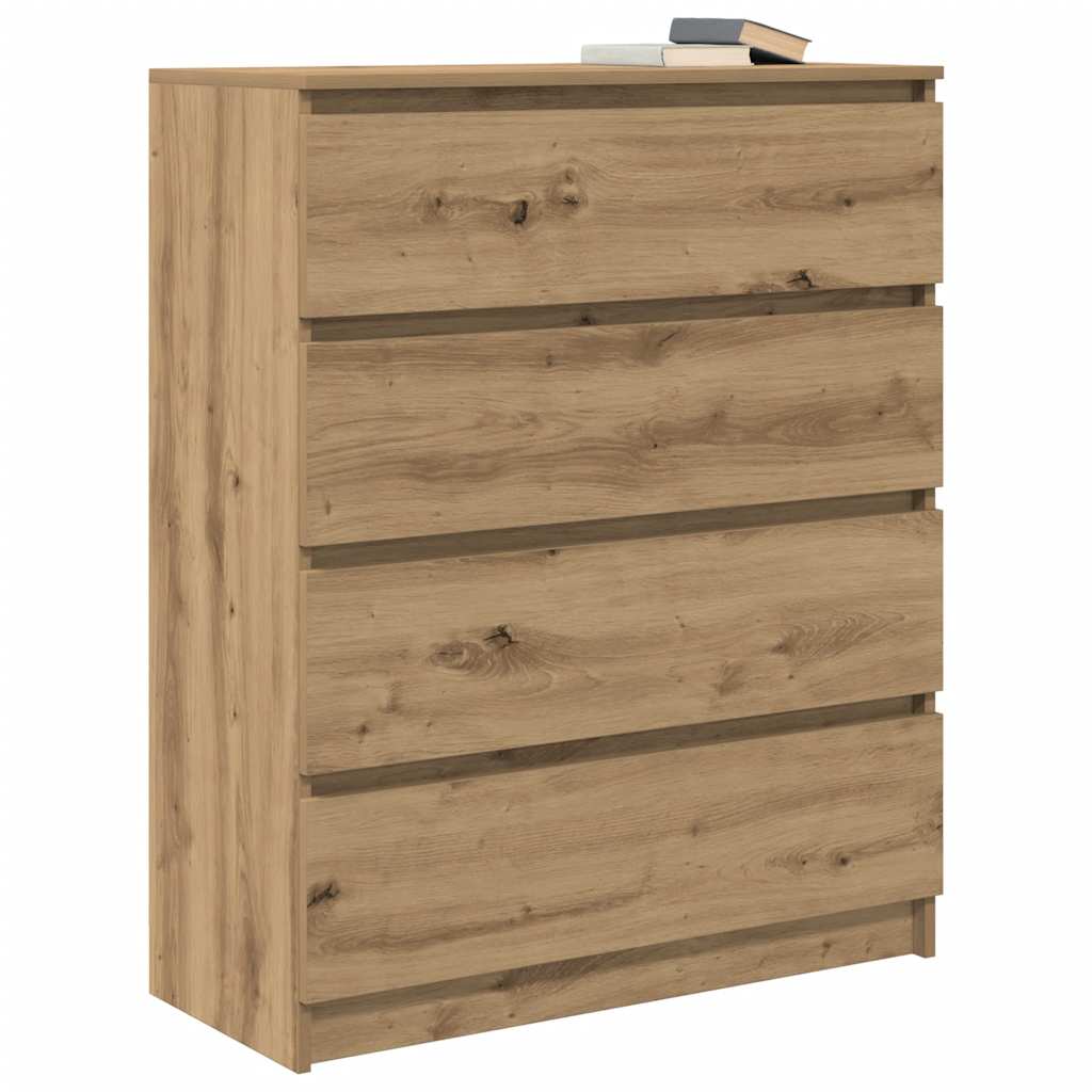 kézműves tölgy színű szerelt fa tálalószekrény 80x35x99 cm