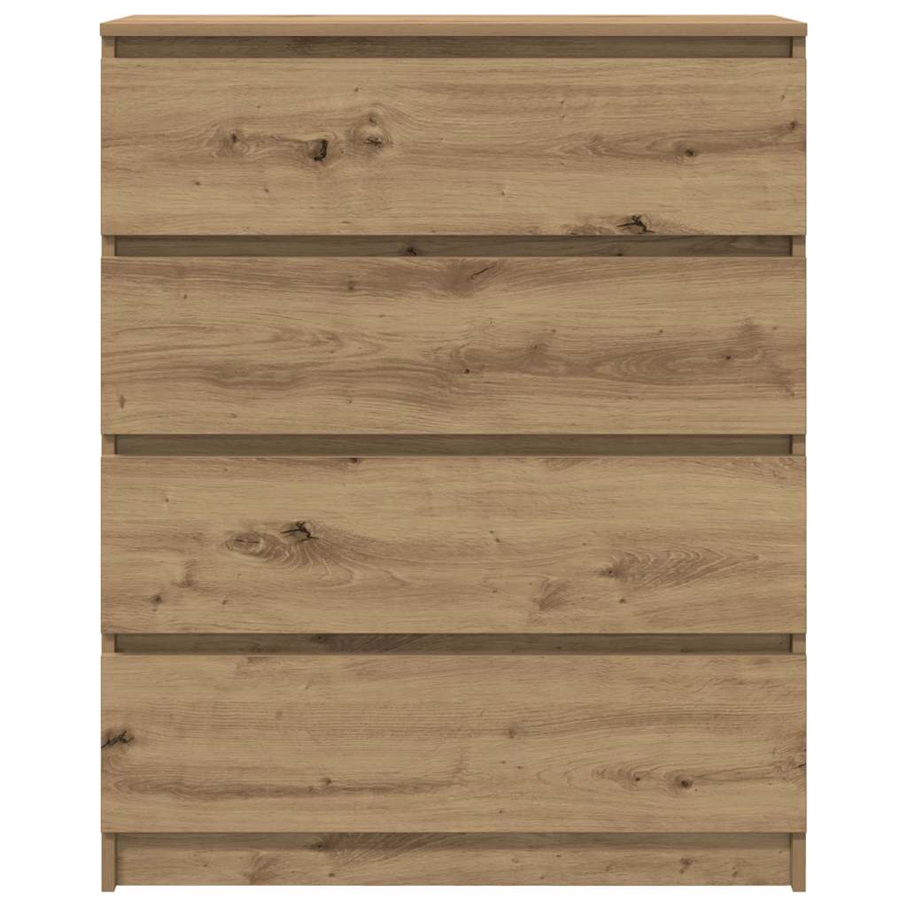 kézműves tölgy színű szerelt fa tálalószekrény 80x35x99 cm