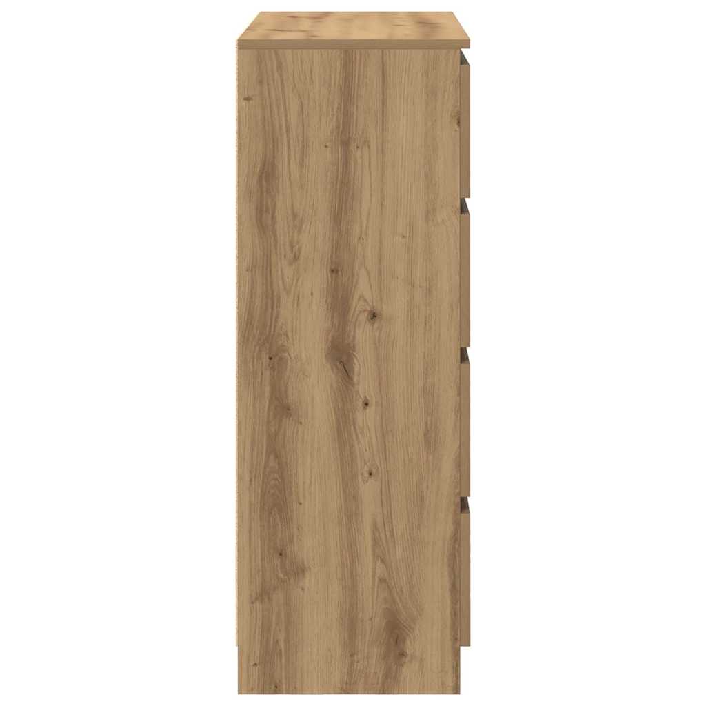 kézműves tölgy színű szerelt fa tálalószekrény 80x35x99 cm