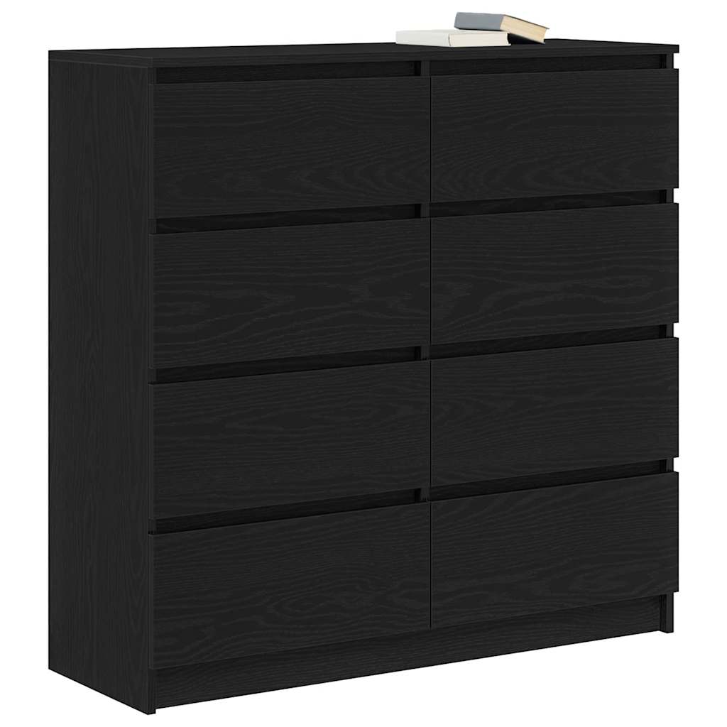fekete tölgy szerelt fa tálalószekrény 100x35x99 cm