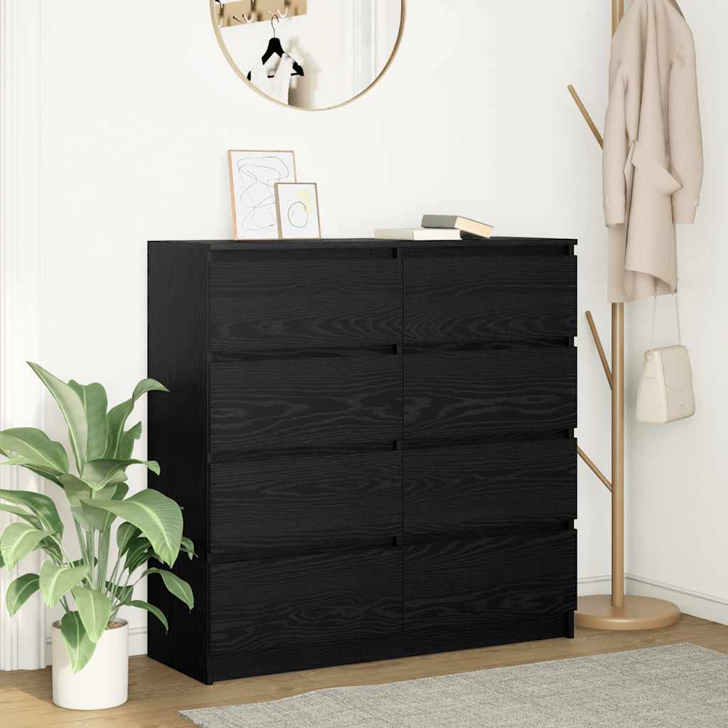 fekete tölgy szerelt fa tálalószekrény 100x35x99 cm