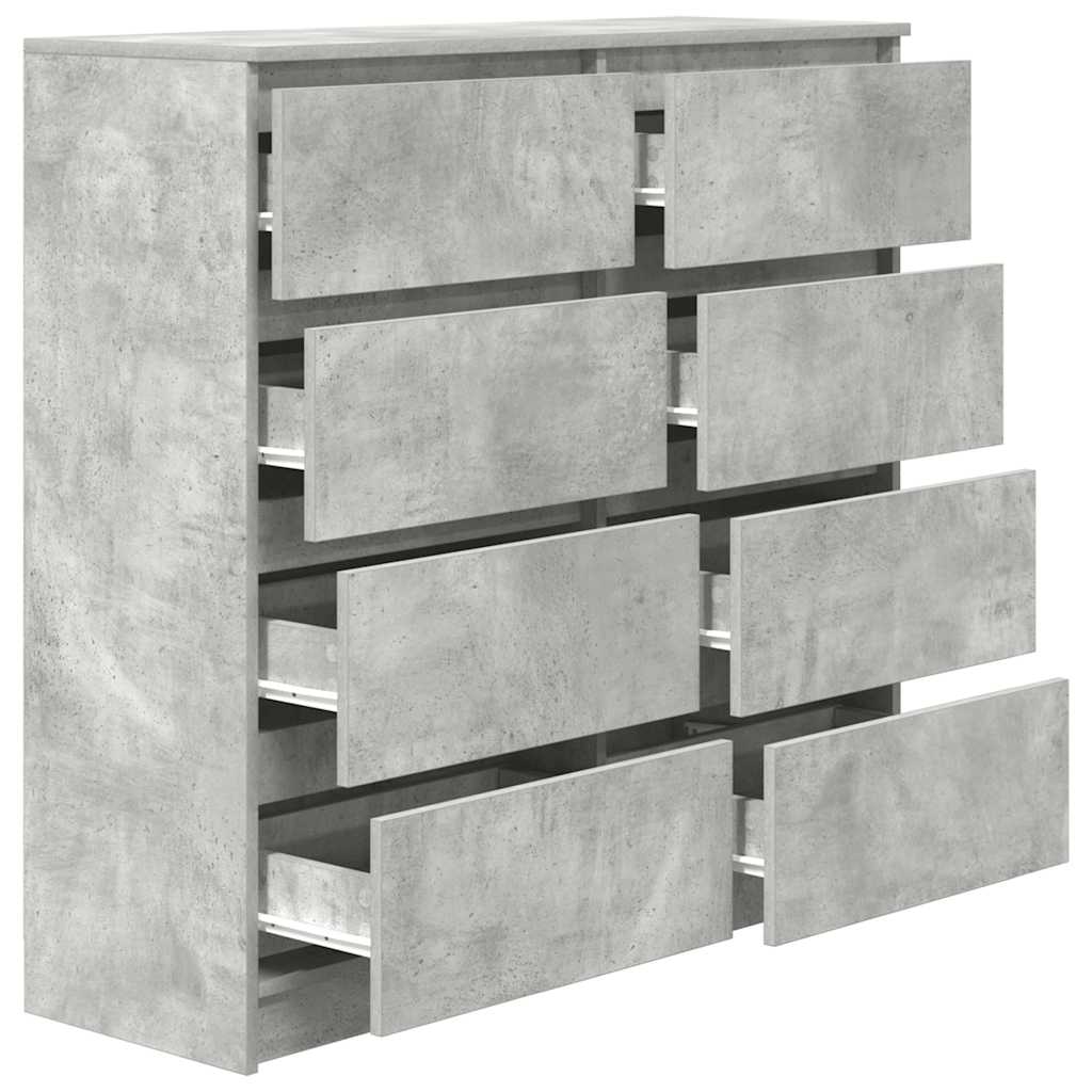 betonszürke szerelt fa tálalószekrény 100x35x99 cm