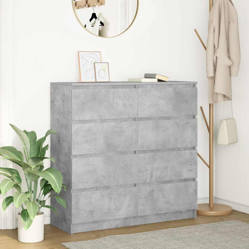 betonszürke szerelt fa tálalószekrény 100x35x99 cm