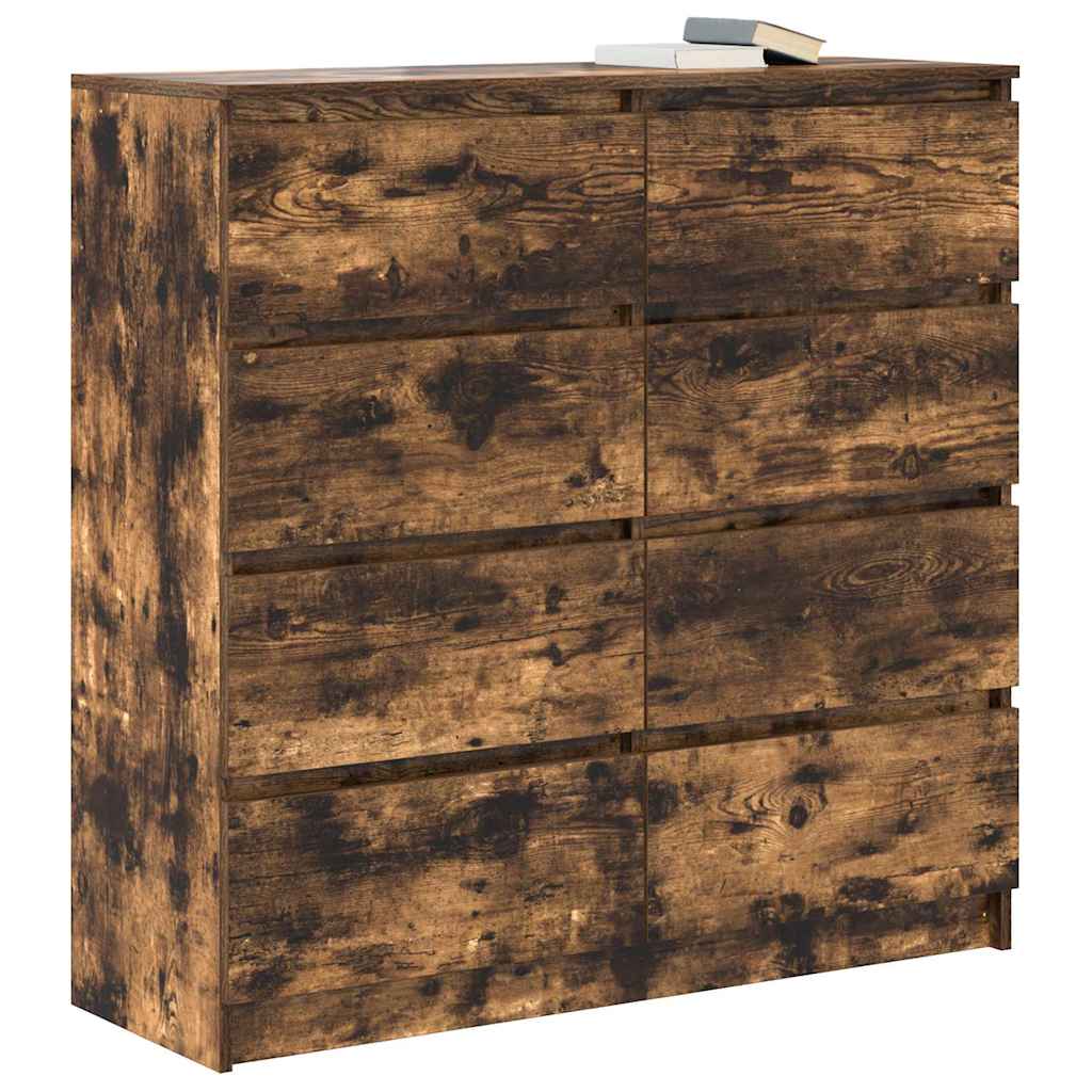 füstös tölgy színű szerelt fa tálalószekrény 100x35x99 cm