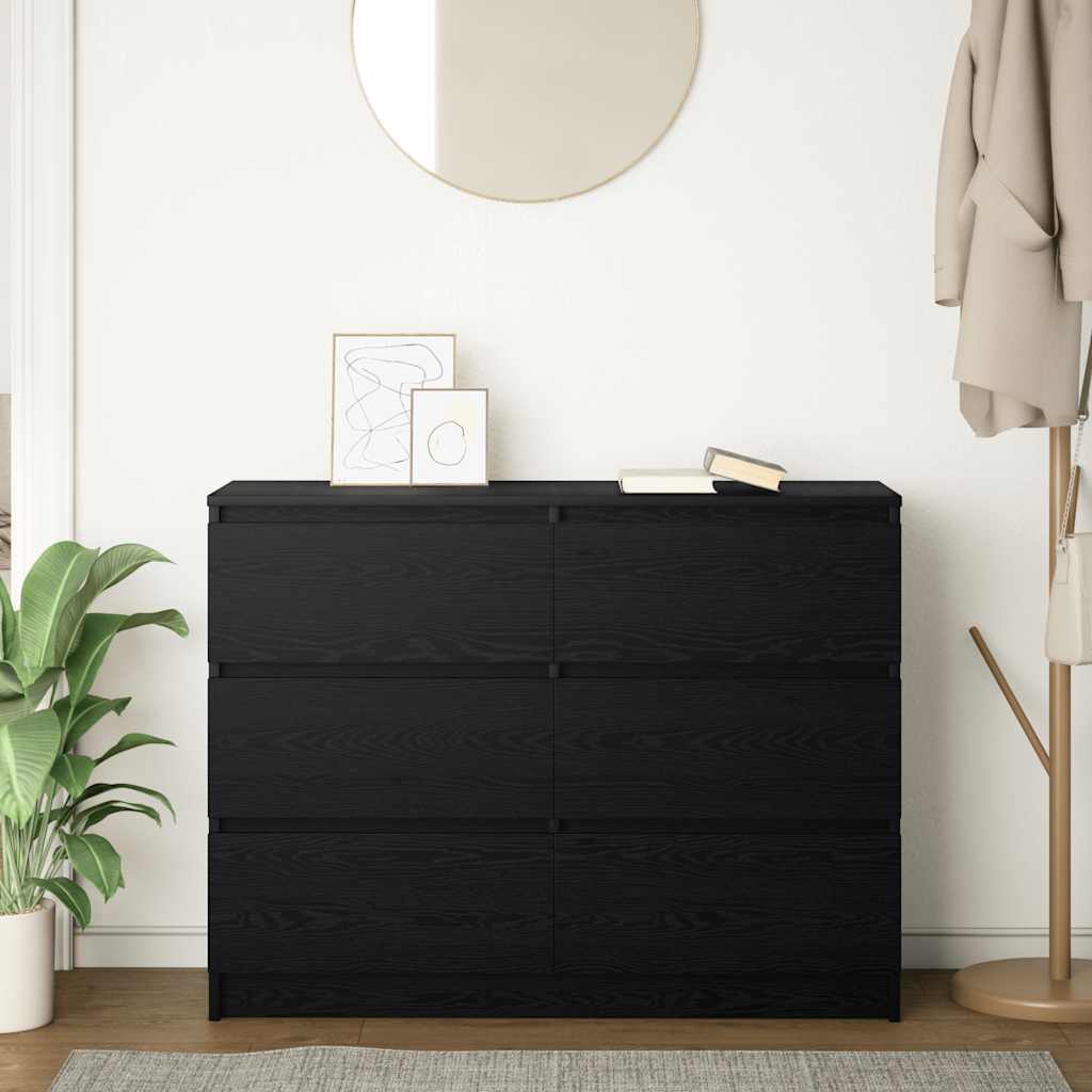 fekete tölgy szerelt fa tálalószekrény 100x35x76 cm
