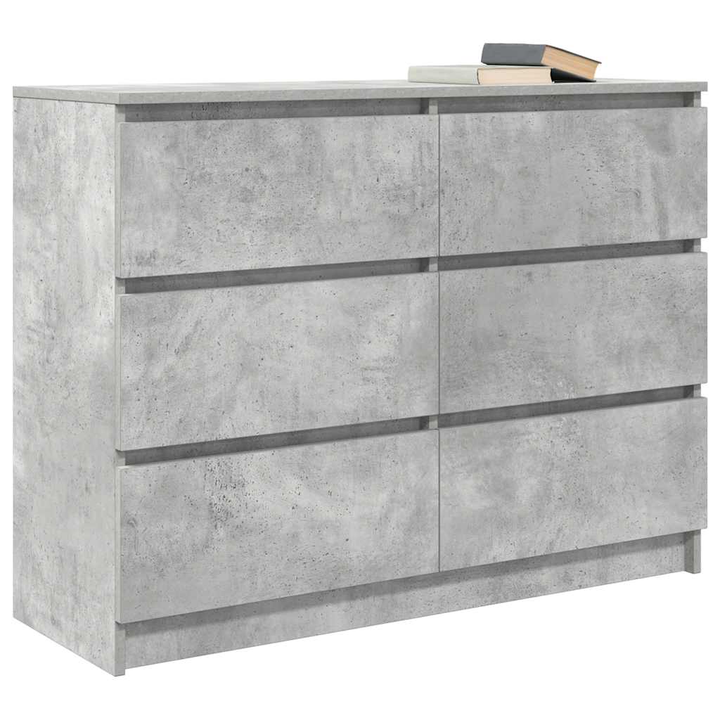 betonszürke szerelt fa tálalószekrény 100x35x76 cm