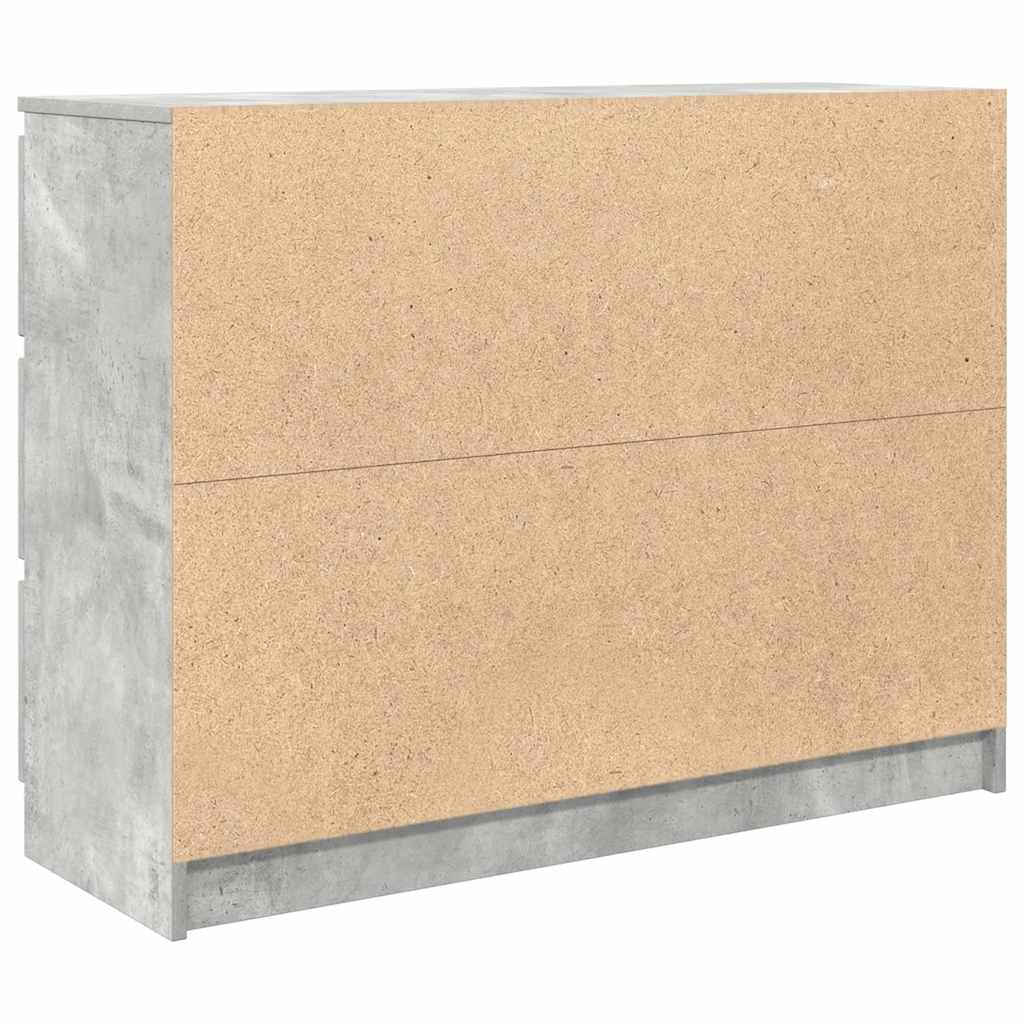 betonszürke szerelt fa tálalószekrény 100x35x76 cm