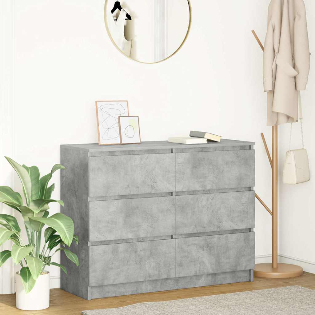 betonszürke szerelt fa tálalószekrény 100x35x76 cm