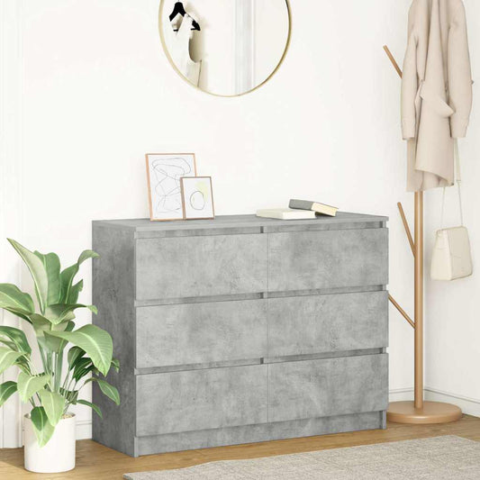betonszürke szerelt fa tálalószekrény 100x35x76 cm