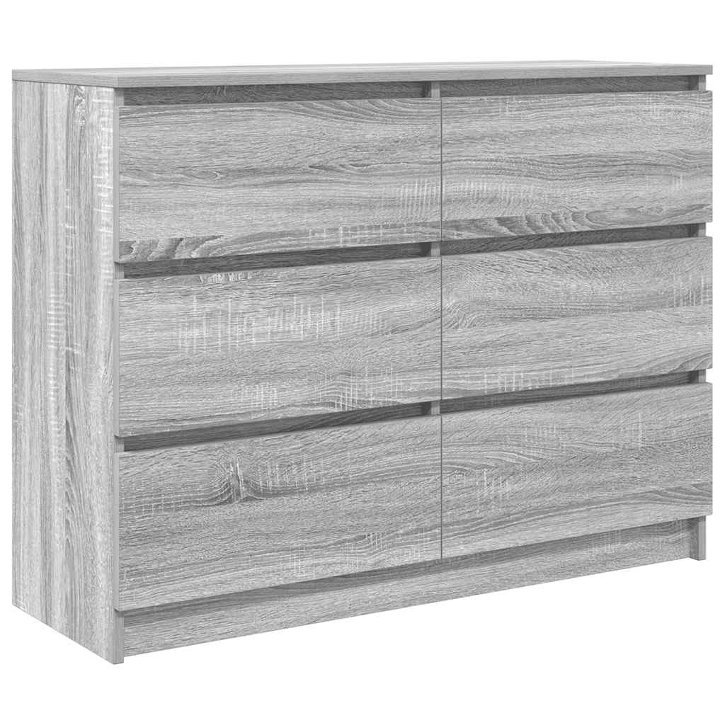 szürke sonoma színű szerelt fa tálalószekrény 100x35x76 cm