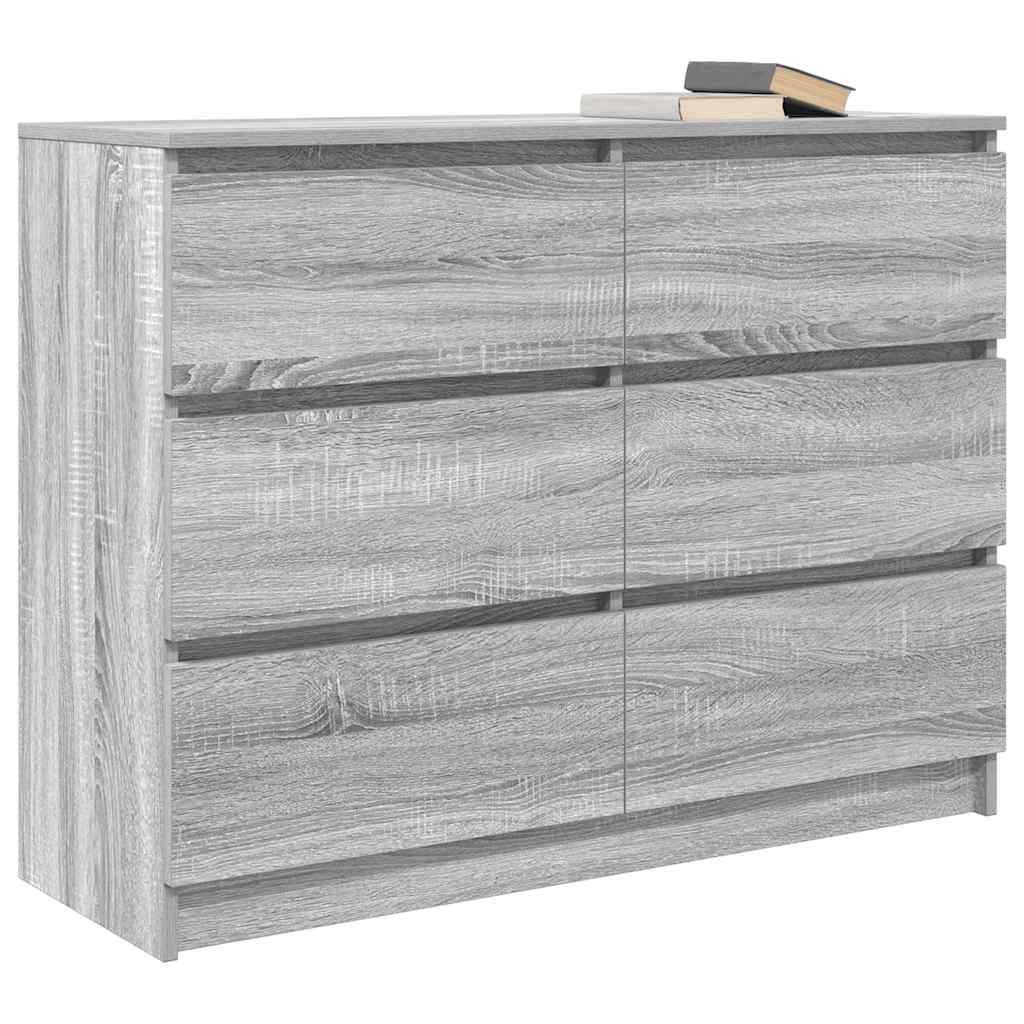 szürke sonoma színű szerelt fa tálalószekrény 100x35x76 cm