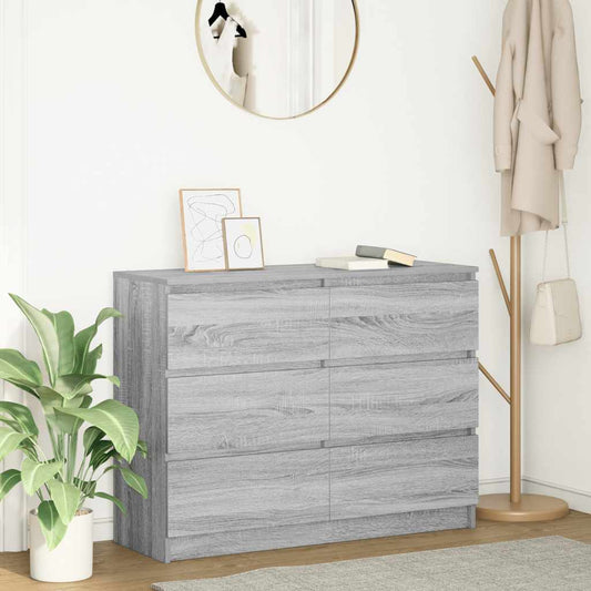 szürke sonoma színű szerelt fa tálalószekrény 100x35x76 cm