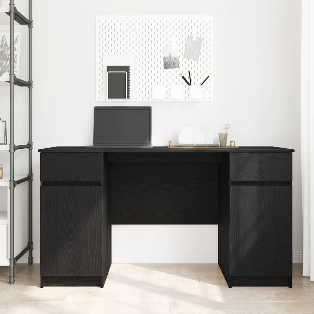 Asztal fiókkal polcokkal Musta tammi 140 x 49 x 76 cm Faanyag