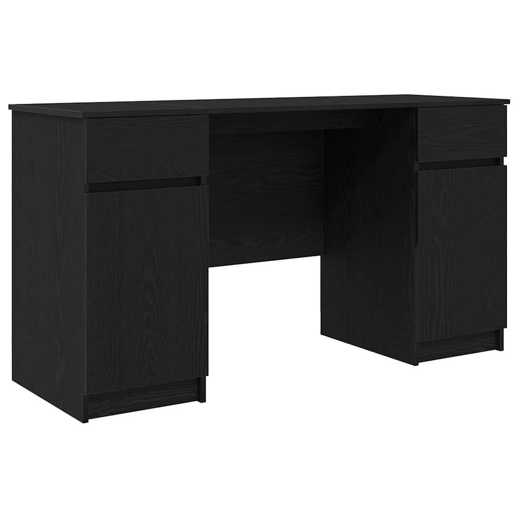 Asztal fiókkal polcokkal Musta tammi 140 x 49 x 76 cm Faanyag