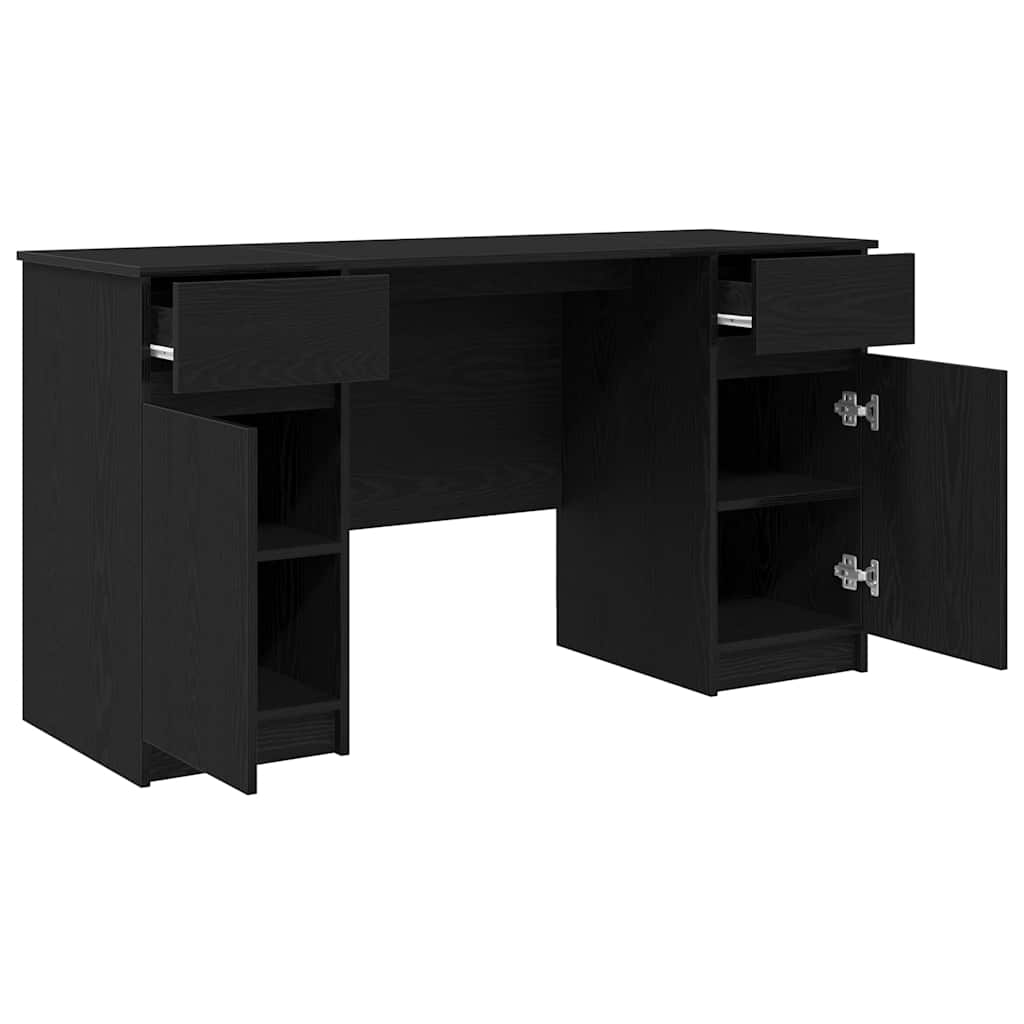 Asztal fiókkal polcokkal Musta tammi 140 x 49 x 76 cm Faanyag