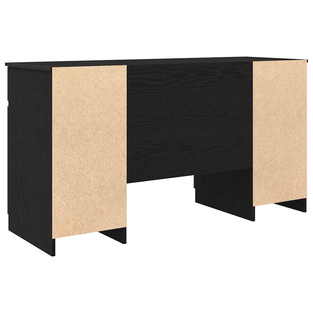 Asztal fiókkal polcokkal Musta tammi 140 x 49 x 76 cm Faanyag