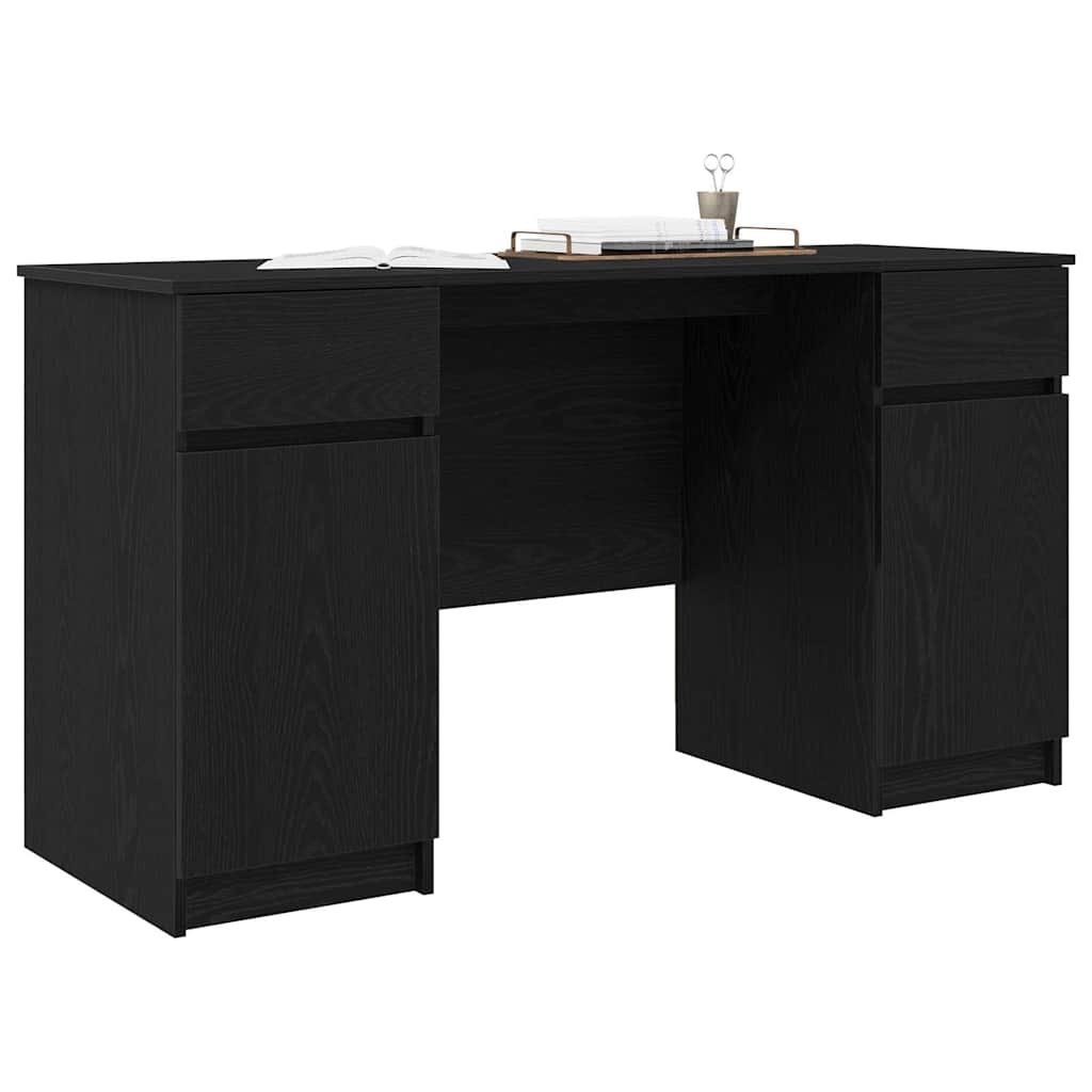Asztal fiókkal polcokkal Musta tammi 140 x 49 x 76 cm Faanyag