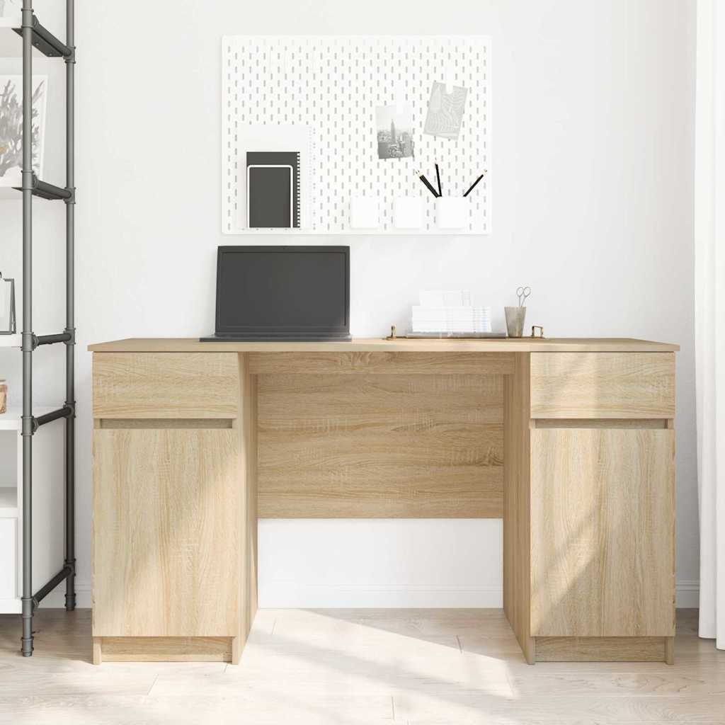 Asztal fiókkal polcokkal sonoma tölgy 140 x 49 x 76 cm Faanyag