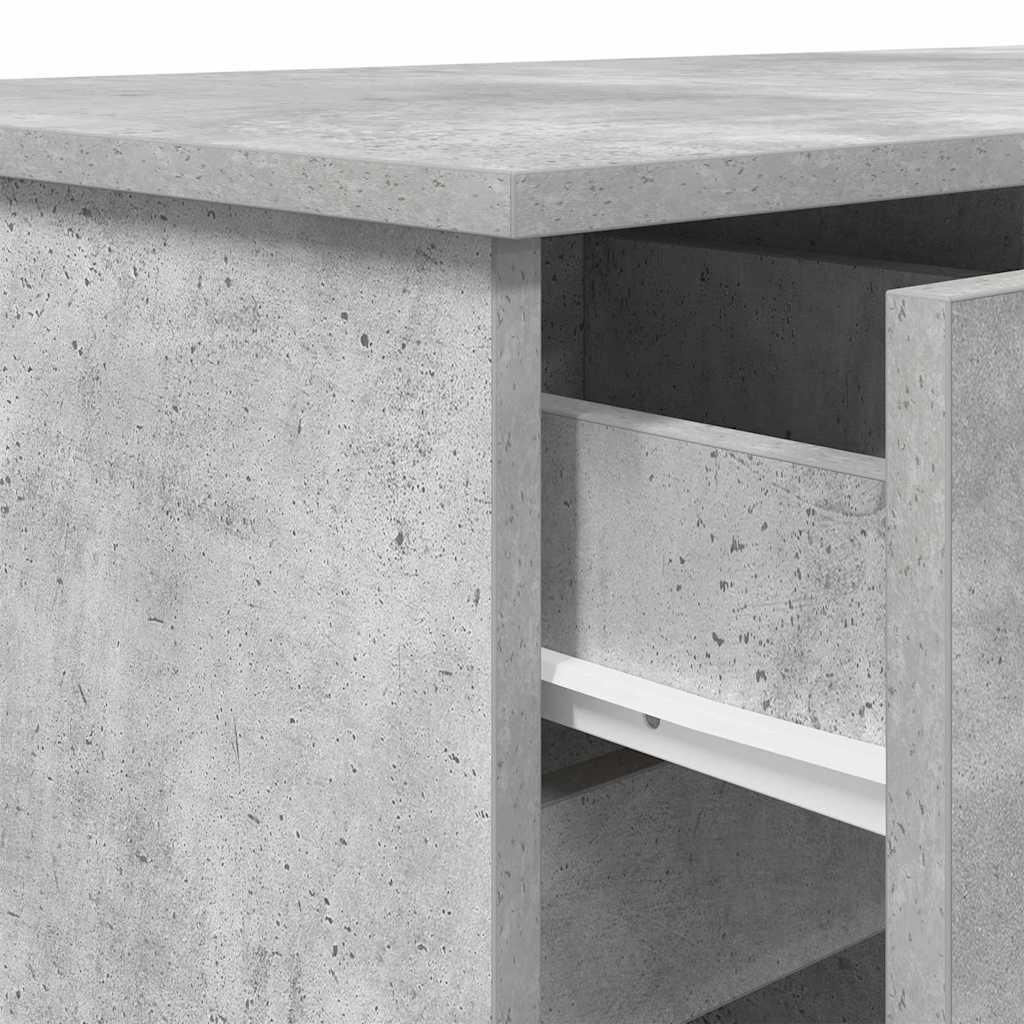 Asztal fiókkal polcokkal Beton szürke 140 x 49 x 76 cm Faanyag