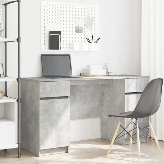Asztal fiókkal polcokkal Beton szürke 140 x 49 x 76 cm Faanyag