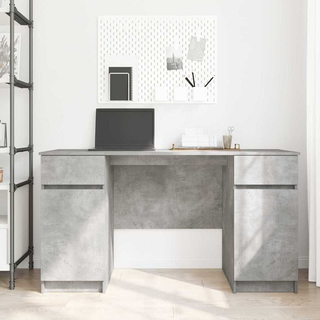 Asztal fiókkal polcokkal Beton szürke 140 x 49 x 76 cm Faanyag