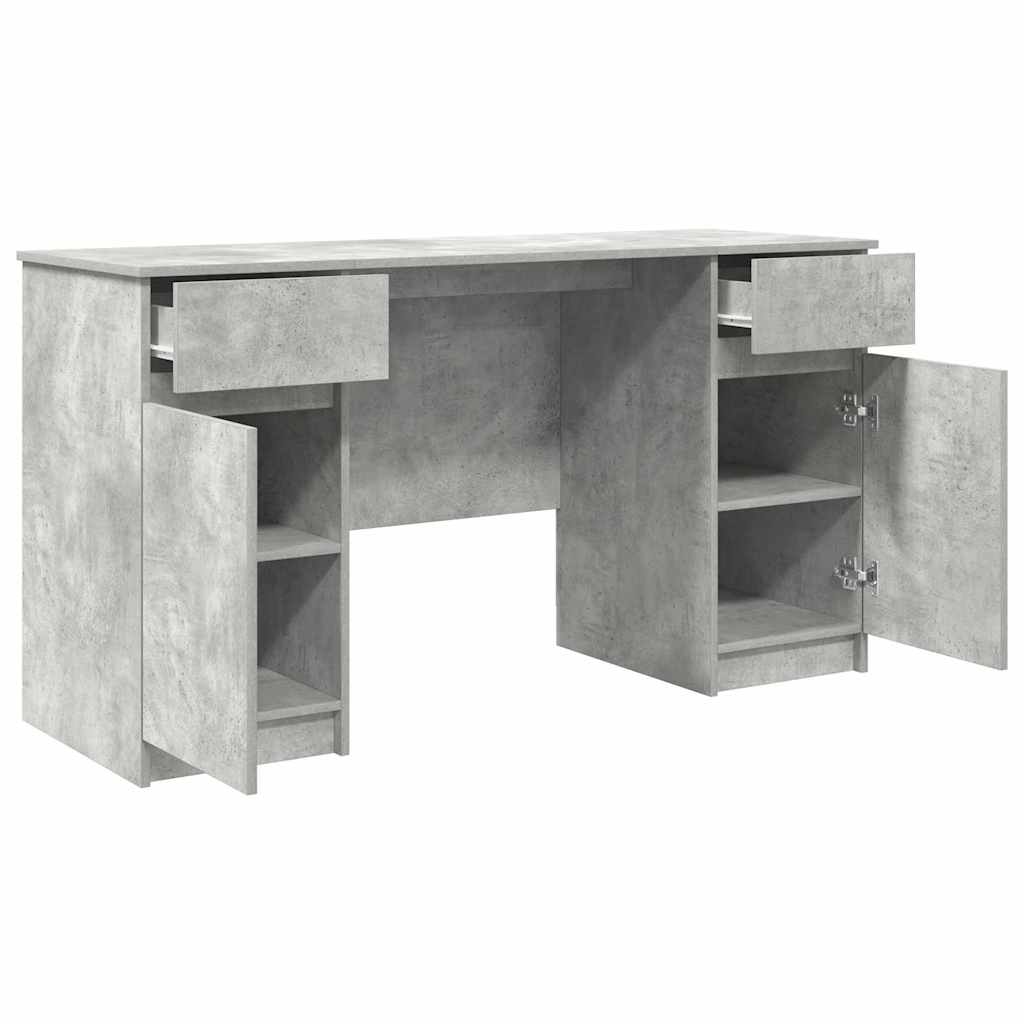 Asztal fiókkal polcokkal Beton szürke 140 x 49 x 76 cm Faanyag