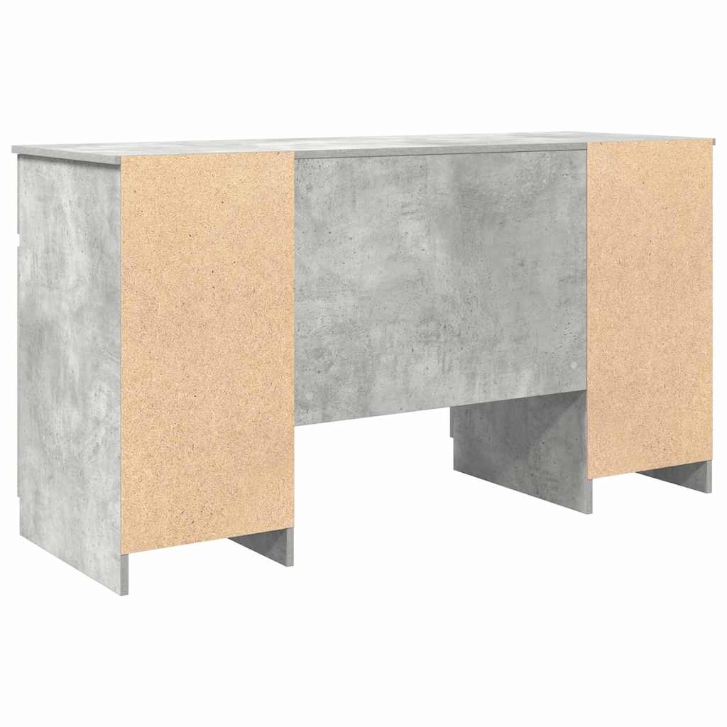 Asztal fiókkal polcokkal Beton szürke 140 x 49 x 76 cm Faanyag