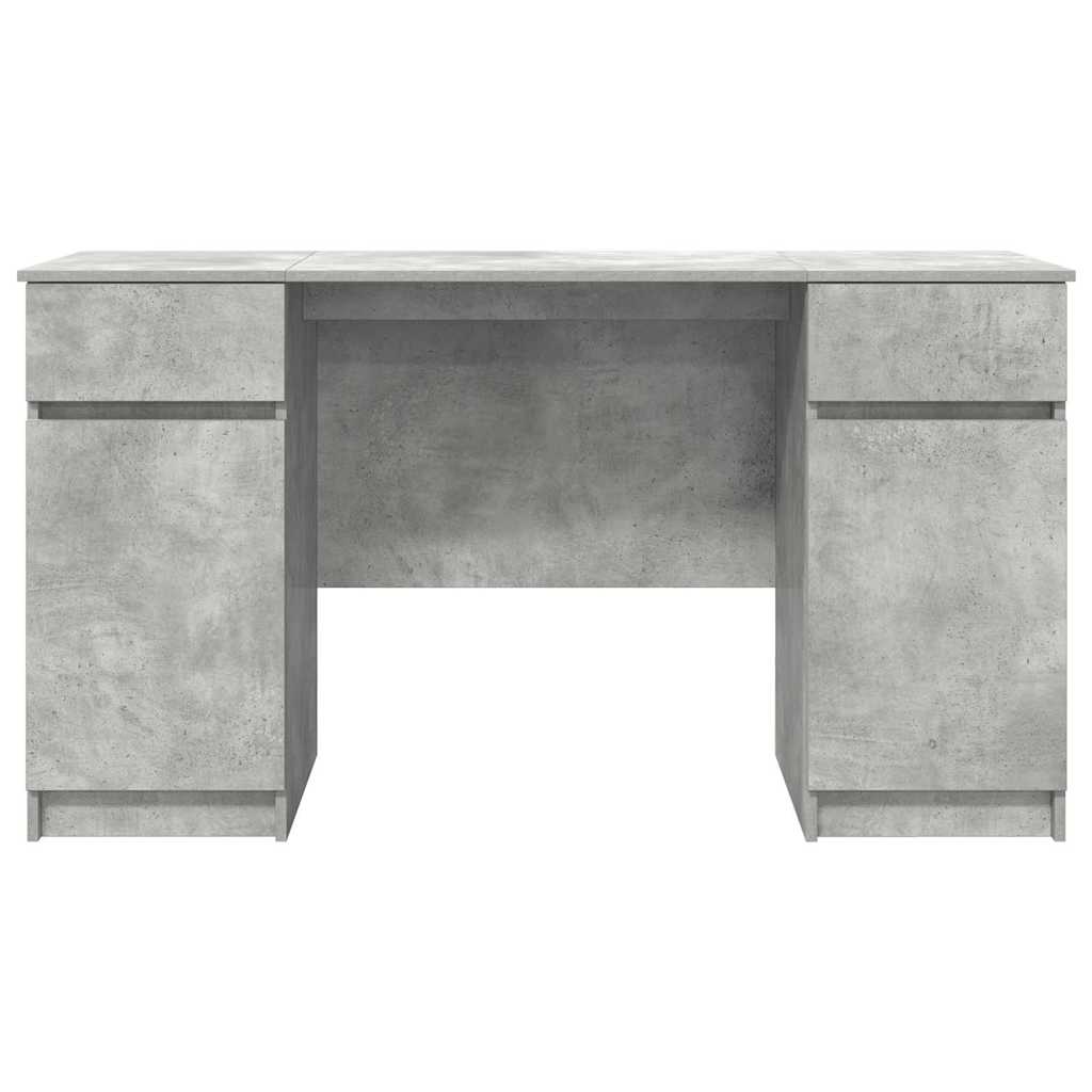 Asztal fiókkal polcokkal Beton szürke 140 x 49 x 76 cm Faanyag