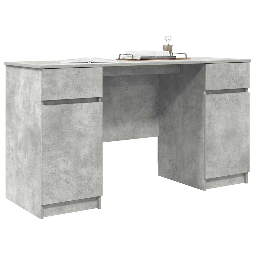 Asztal fiókkal polcokkal Beton szürke 140 x 49 x 76 cm Faanyag