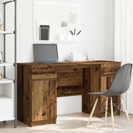 Asztal fiókkal polcokkal Régi fa 140 x 49 x 76 cm Faanyag