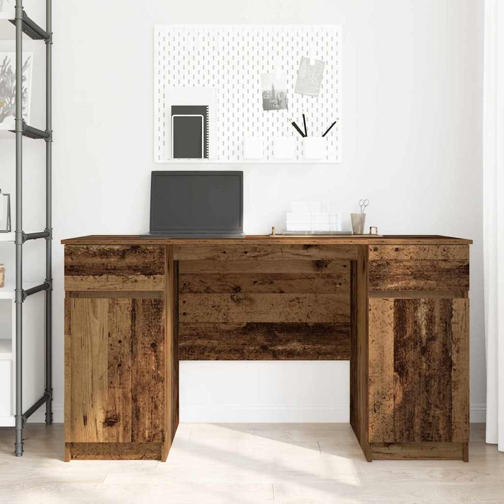 Asztal fiókkal polcokkal Régi fa 140 x 49 x 76 cm Faanyag