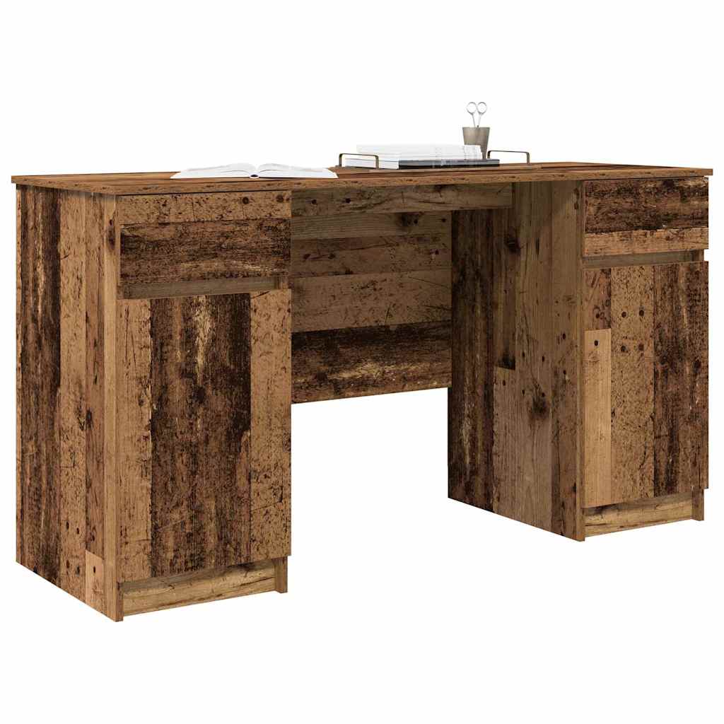 Asztal fiókkal polcokkal Régi fa 140 x 49 x 76 cm Faanyag