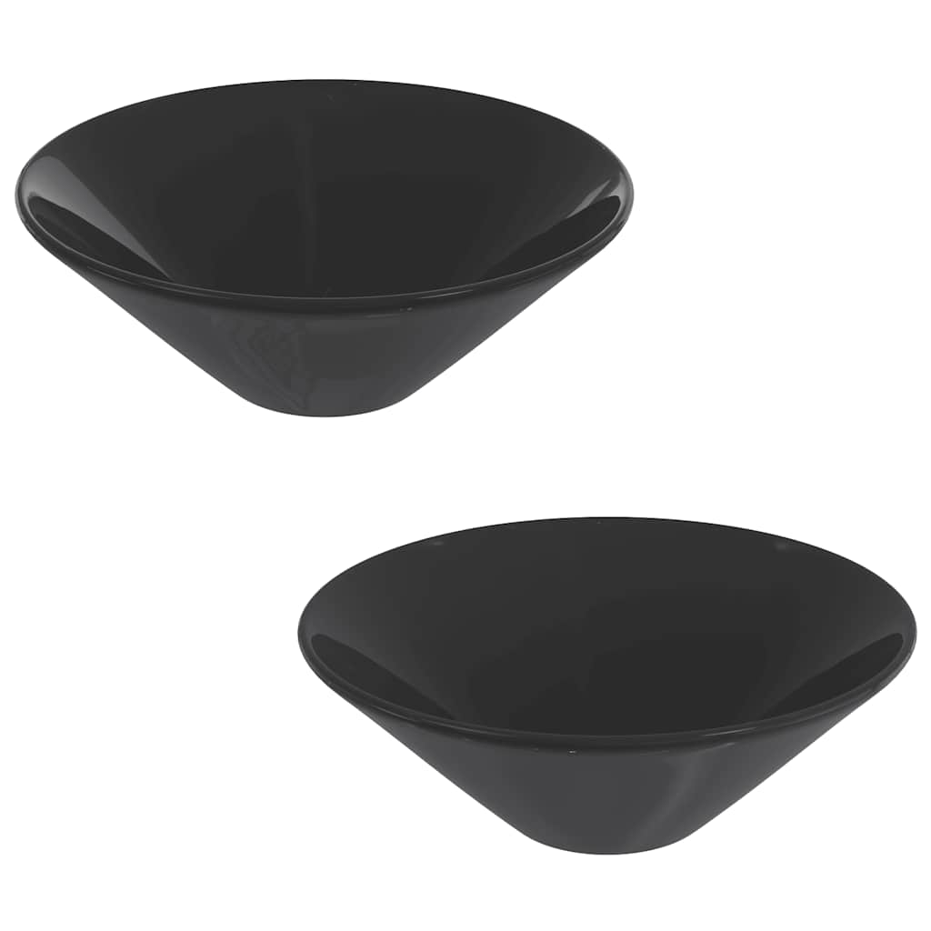 mosdókagylók 2 db fényes fekete Ø42x14 cm Kerámia