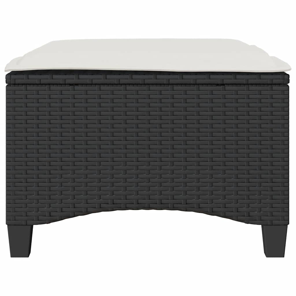 2 db fekete polirattan kerti székek párnákkal 55x55x36 cm