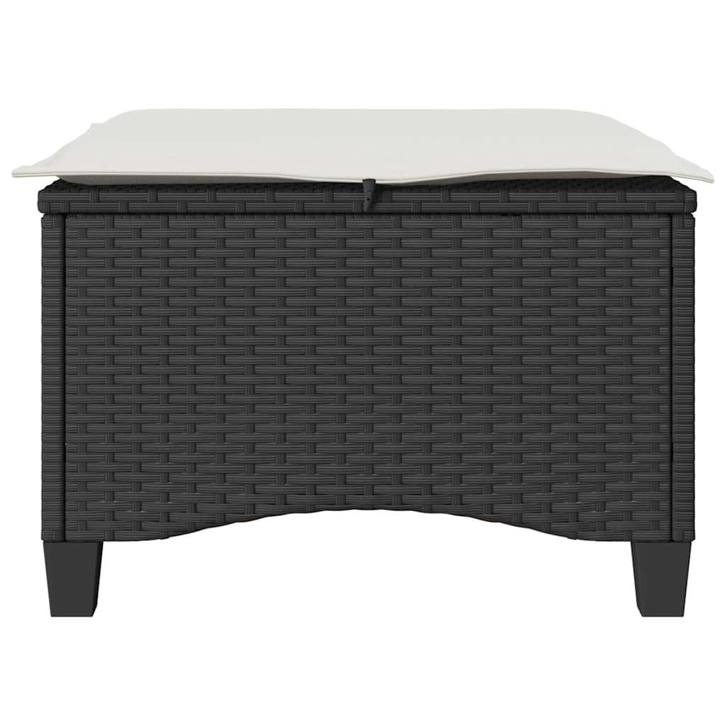 2 db fekete polirattan kerti székek párnákkal 55x55x36 cm