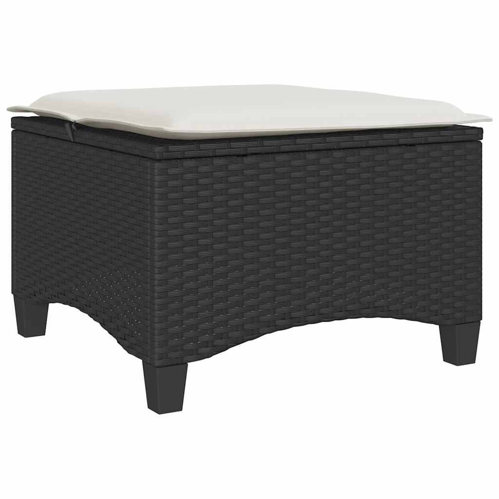 2 db fekete polirattan kerti székek párnákkal 55x55x36 cm
