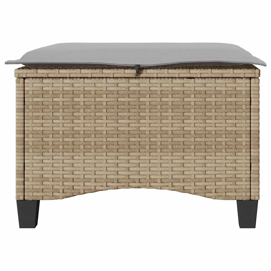 2 db bézs polirattan kerti székek párnákkal 55x55x36 cm